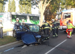 Verkehrsunfall – PKW-Lenker im Unfallfahrzeug eingeklemmt